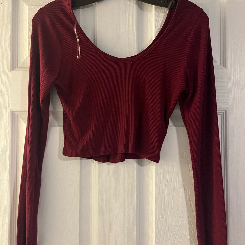 Bozzolo Maroon Long Sleeve crop top